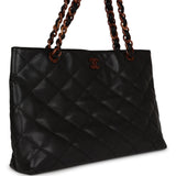 Chanel Vintage Quilted CC Tote Black Caviar Tortoiseshell Bakelite Hardware