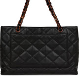 Chanel Vintage Quilted CC Tote Black Caviar Tortoiseshell Bakelite Hardware