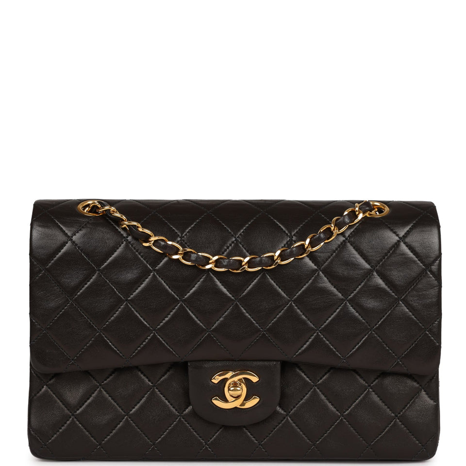 Chanel Vintage Medium Classic Double Flap Black Lambskin Gold Hardware
