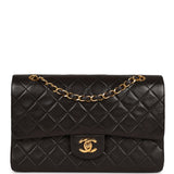 Chanel Vintage Medium Classic Double Flap Black Lambskin Gold Hardware