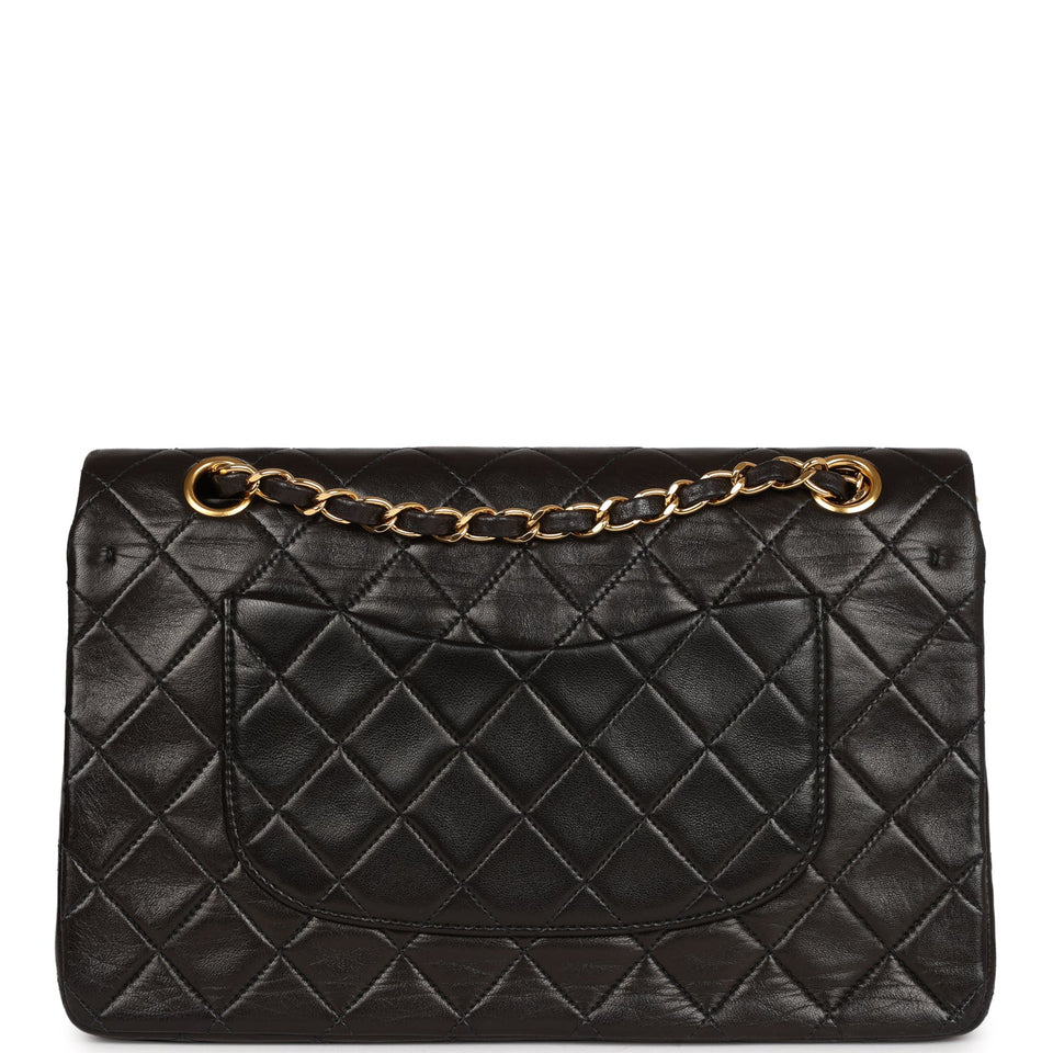 Chanel Vintage Medium Classic Double Flap Black Lambskin Gold Hardware