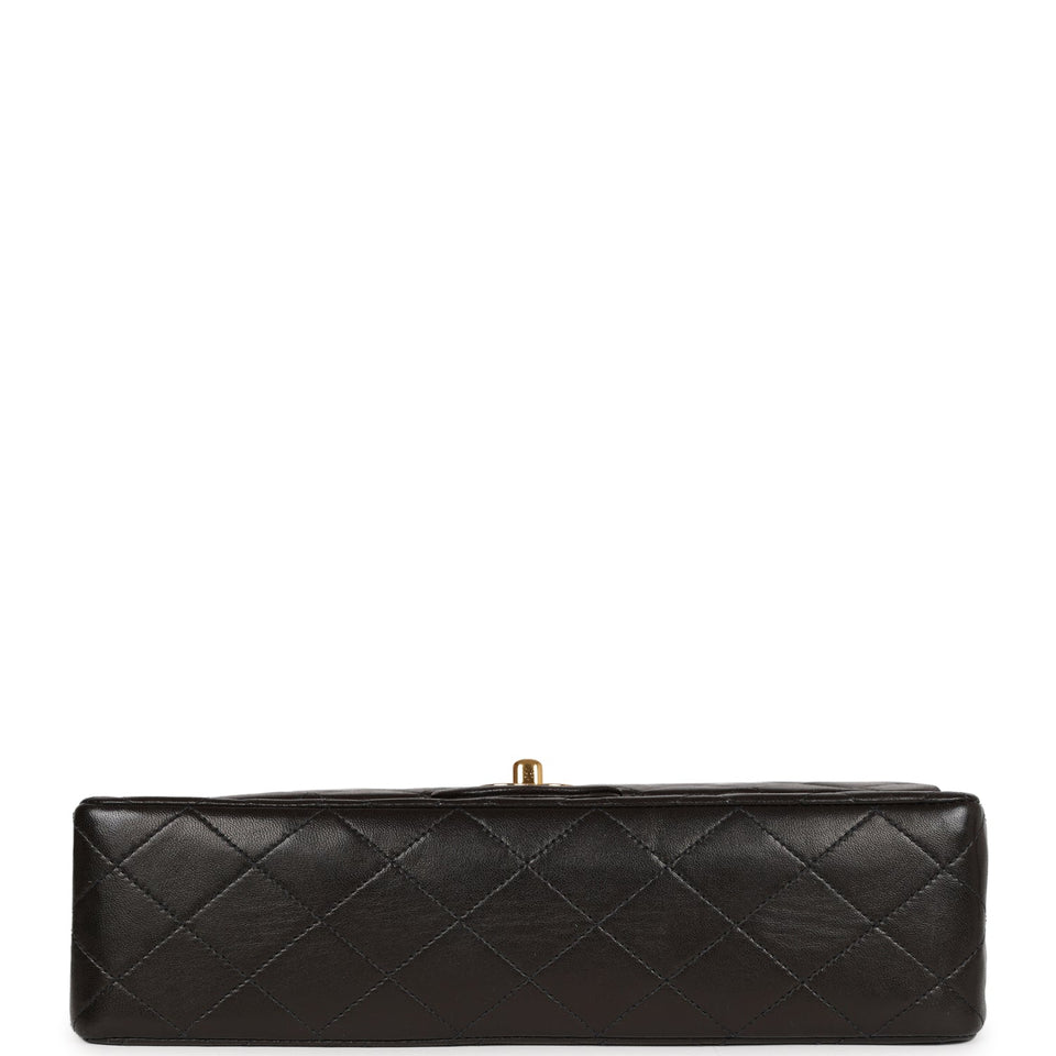 Chanel Vintage Medium Classic Double Flap Black Lambskin Gold Hardware