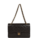 Chanel Vintage Medium Classic Double Flap Black Lambskin Gold Hardware