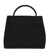 Chanel Vintage Kelly Top Handle Bag Black Denim Gold Hardware