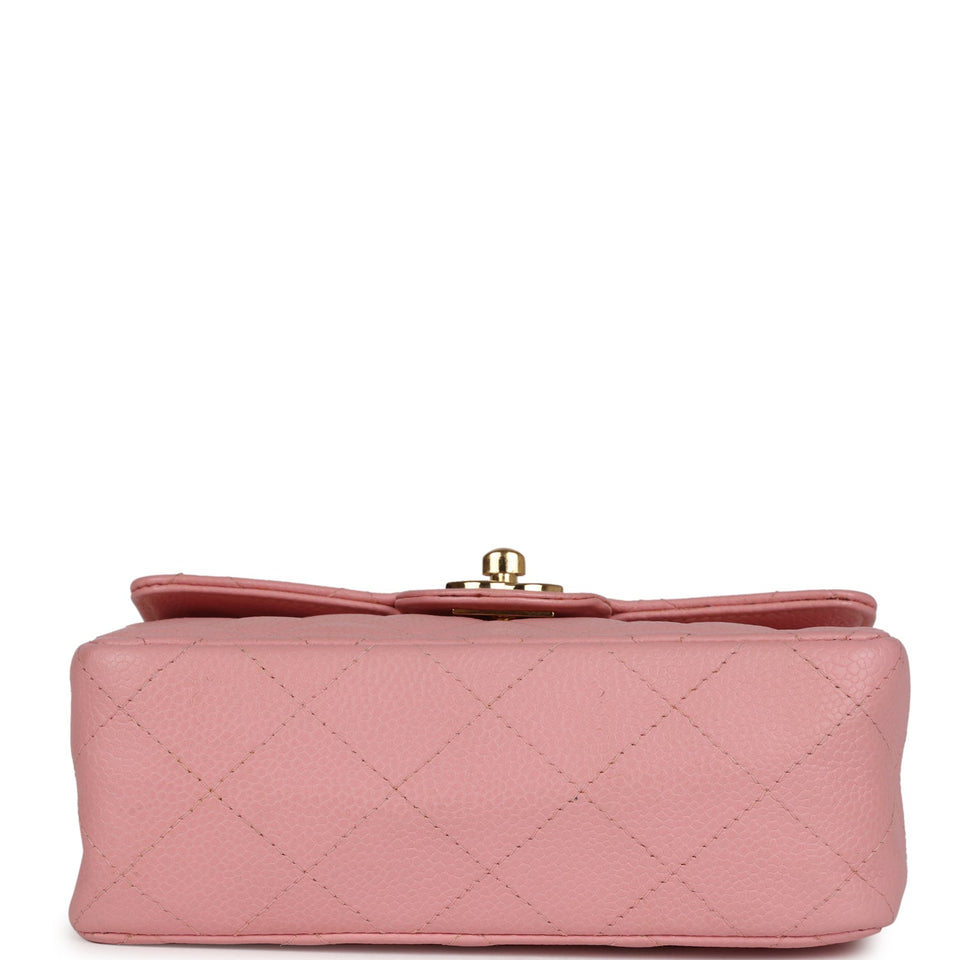 Chanel Vintage Mini Square Flap Pink Caviar Gold Hardware