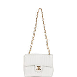 Chanel Vintage Mini Square Flap Vertical Stripe White Caviar Gold Hardware