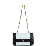 Chanel Vintage Small Mademoiselle Flap White and Navy Lambskin Gold Hardware