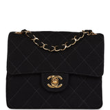 Chanel Vintage Mini Square Flap Bag Black Canvas Gold Hardware