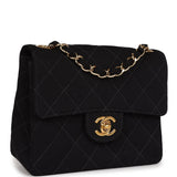 Chanel Vintage Mini Square Flap Bag Black Canvas Gold Hardware