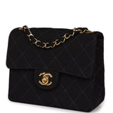 Chanel Vintage Mini Square Flap Bag Black Canvas Gold Hardware