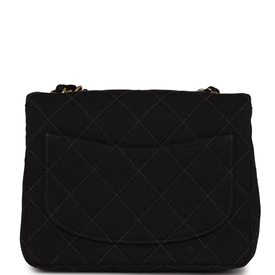 Chanel Vintage Mini Square Flap Bag Black Canvas Gold Hardware
