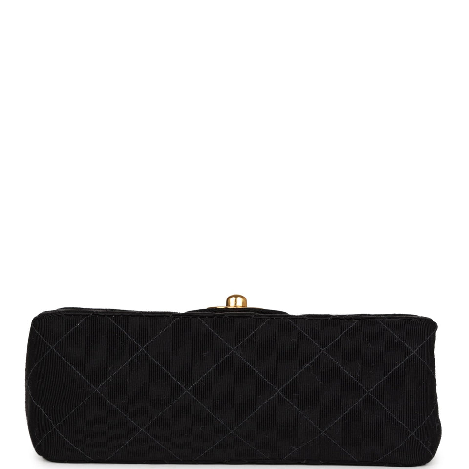 Chanel Vintage Mini Square Flap Bag Black Canvas Gold Hardware