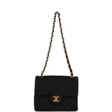 Chanel Vintage Mini Square Flap Bag Black Canvas Gold Hardware