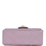 Chanel Vintage Mini Square Flap Bag Light Purple Lambskin Matte Gold Hardware