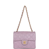 Chanel Vintage Mini Square Flap Bag Light Purple Lambskin Matte Gold Hardware