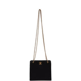 Chanel Vintage Square Shoulder Bag Black Satin Gold Hardware