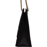 Chanel Vintage Square Shoulder Bag Black Satin Gold Hardware