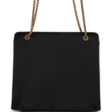 Chanel Vintage Square Shoulder Bag Black Satin Gold Hardware