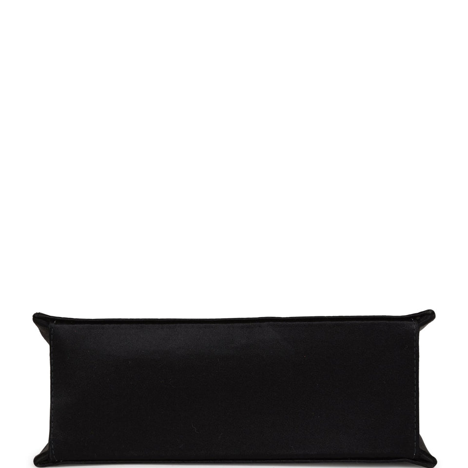 Chanel Vintage Square Shoulder Bag Black Satin Gold Hardware