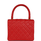 Chanel Vintage Top Handle Flap Red Lambskin Gold Hardware