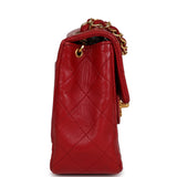 Chanel Vintage Mini Square Flap Red Lambskin Gold Hardware