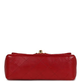 Chanel Vintage Mini Square Flap Red Lambskin Gold Hardware