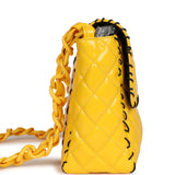 Chanel Vintage XL Jumbo Stitch Flap Bag Yellow Patent Leather Yellow Acrylic Hardware