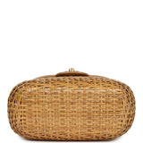 Chanel Vintage Basket Bag Beige Lambskin and Rattan Wicker Gold Hardware