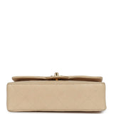 Chanel Vintage Small Classic Double Flap Beige Lambskin Gold Hardware