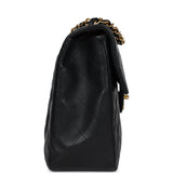 Chanel Vintage XL Jumbo Flap Bag Black Lambskin Gold Hardware