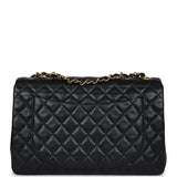 Chanel Vintage XL Jumbo Flap Bag Black Lambskin Gold Hardware