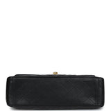 Chanel Vintage XL Jumbo Flap Bag Black Lambskin Gold Hardware