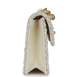 Chanel Vintage Micro Half Flap Iridescent Ivory Sequin Gold Hardware