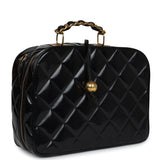 Chanel Vintage Lunchbox Vanity Black Patent Leather Gold Hardware