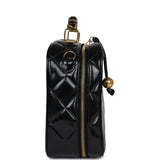 Chanel Vintage Lunchbox Vanity Black Patent Leather Gold Hardware