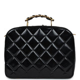 Chanel Vintage Lunchbox Vanity Black Patent Leather Gold Hardware