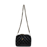 Chanel Vintage Lunchbox Vanity Black Patent Leather Gold Hardware