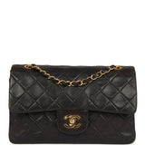 Chanel Vintage Small Classic Flap Black Lambskin Gold Hardware