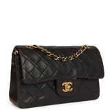 Chanel Vintage Small Classic Flap Black Lambskin Gold Hardware