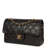 Chanel Vintage Small Classic Flap Black Lambskin Gold Hardware