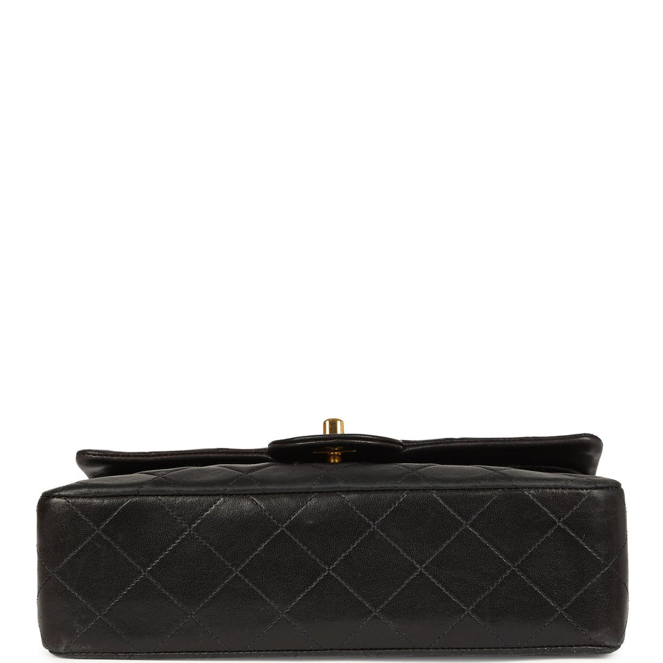 Chanel Vintage Small Classic Flap Black Lambskin Gold Hardware