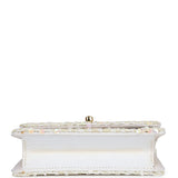 Chanel Vintage Micro Half Flap Iridescent Ivory Sequin Gold Hardware
