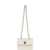 Chanel Vintage Micro Half Flap Iridescent Ivory Sequin Gold Hardware