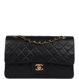 Chanel Vintage Medium Classic Double Flap Black Lambskin Gold Hardware