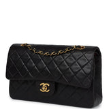 Chanel Vintage Medium Classic Double Flap Black Lambskin Gold Hardware