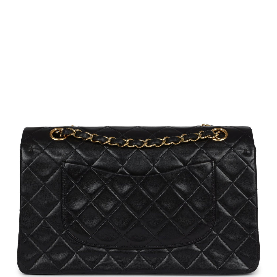 Chanel Vintage Medium Classic Double Flap Black Lambskin Gold Hardware
