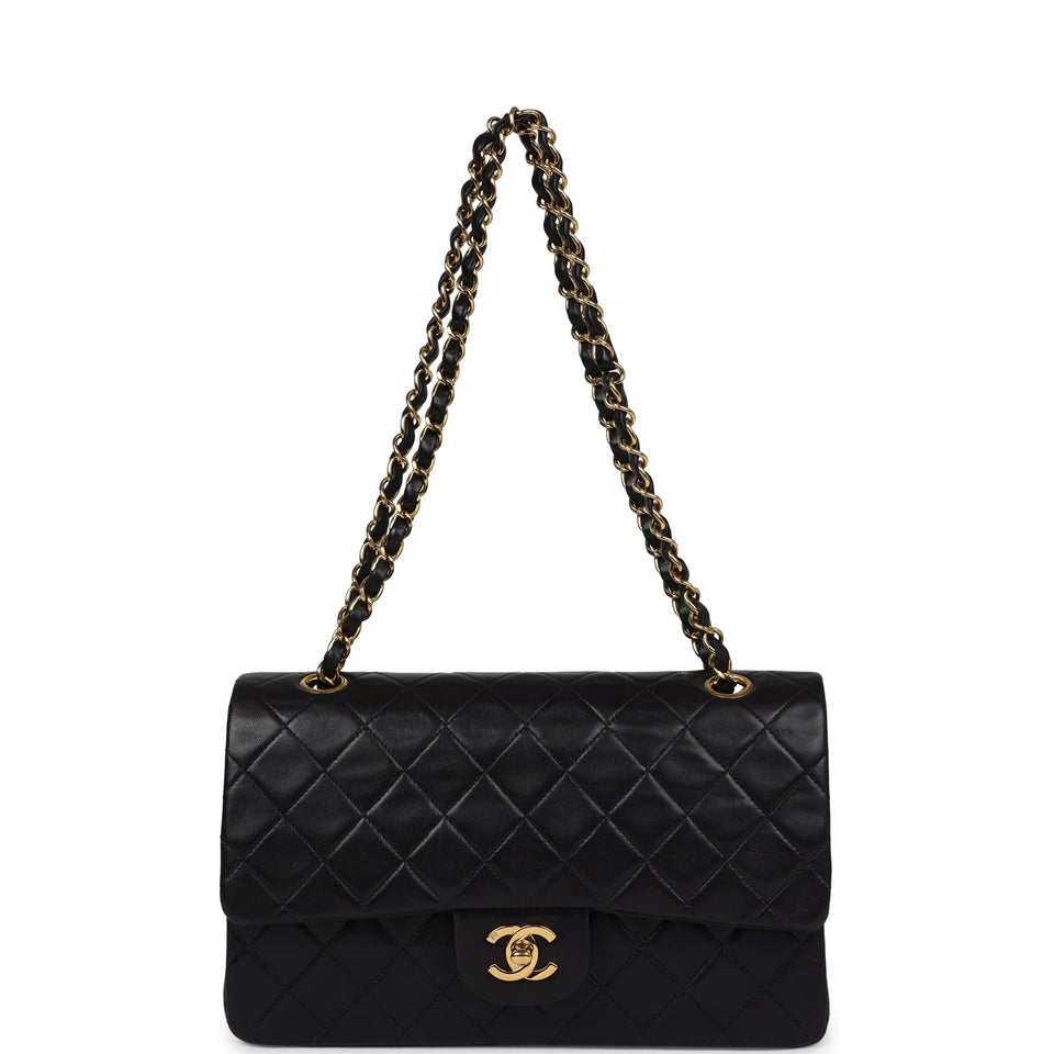 Chanel Vintage Medium Classic Double Flap Black Lambskin Gold Hardware
