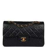 Chanel Vintage Small Classic Double Flap Black Lambskin Gold Hardware