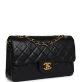 Chanel Vintage Small Classic Double Flap Black Lambskin Gold Hardware