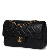 Chanel Vintage Small Classic Double Flap Black Lambskin Gold Hardware